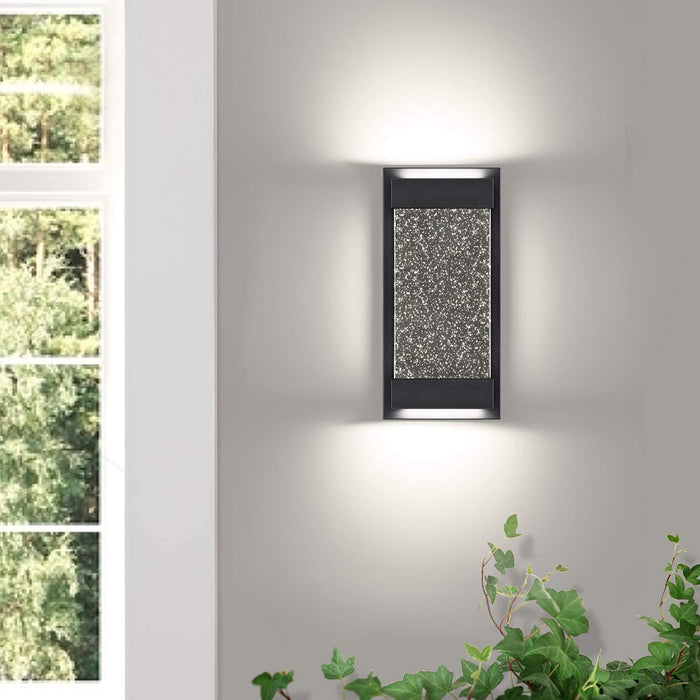 Bubble Wall Sconce,LED Wall Mount Light Fixture,Modern Outdoor Indoor Wall Lantern in Matte Black Finish with Essence Bubble Glass,Rectangular Crystal Lamp Wall Decor,DC 22W 4000K Natural Light