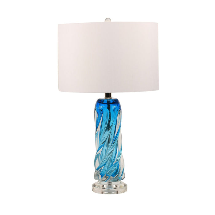 Blue Glass Lamp Hand-Crafted Art Crystal Coastal