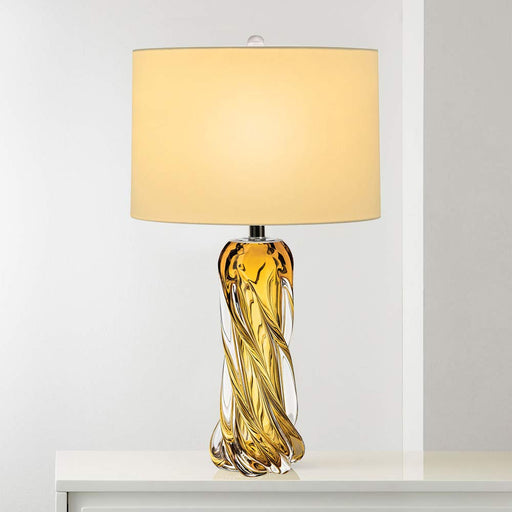 Contemporary Amber Glass Lamp,25.5" Succinite Twisted Glass Table Lamps